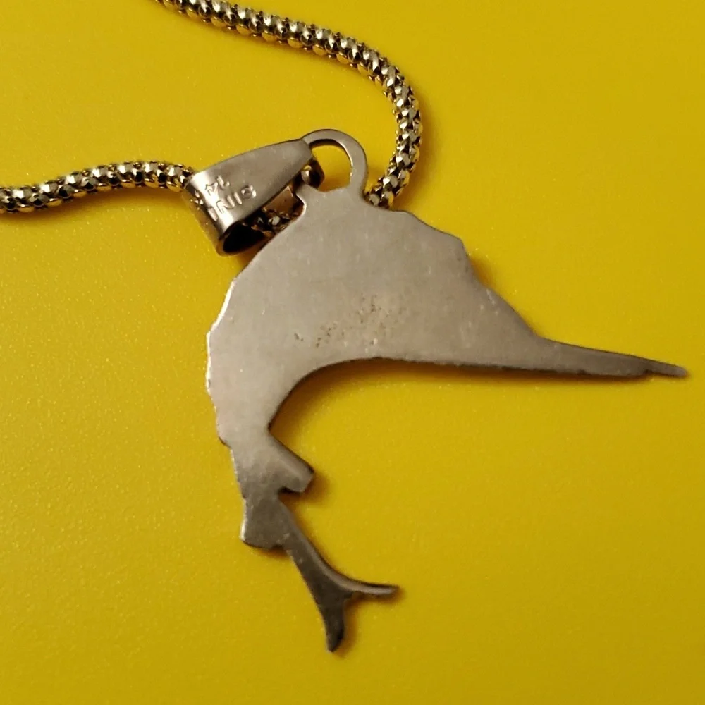 Nautical 14K Gold Fish Sail Fish Fisherman Fishing Pendant